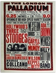 17 x 22.5 Poster From June 1939 Advertising The Three Stooges Show at the London Palladium -- Curly Misspelled as Curley -- Pristine, Near Fine Condition
